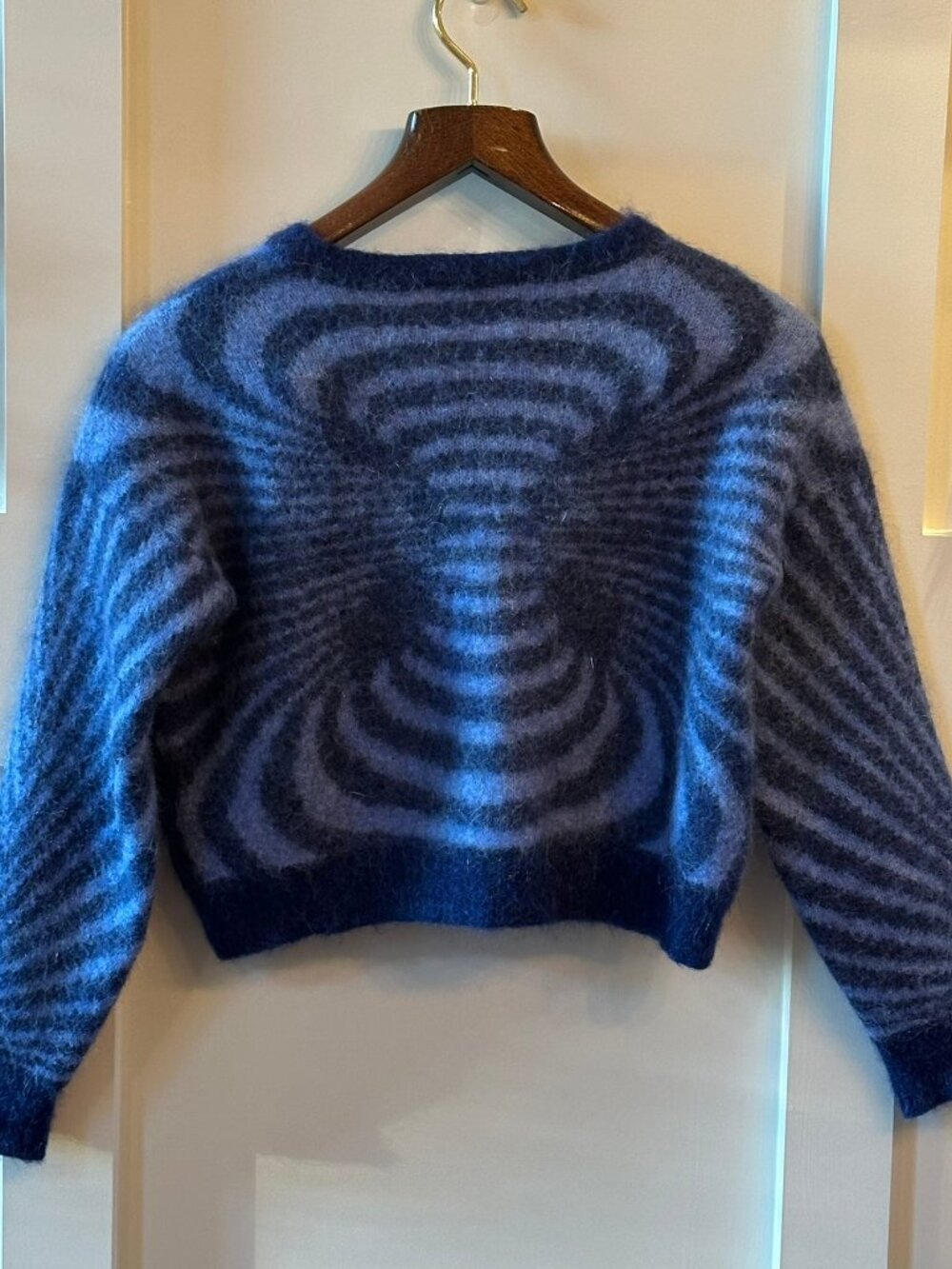 ✨ Paloma Wool Mohair Sweater – Blue Abstract Ribbed Crop – Size S / M✨